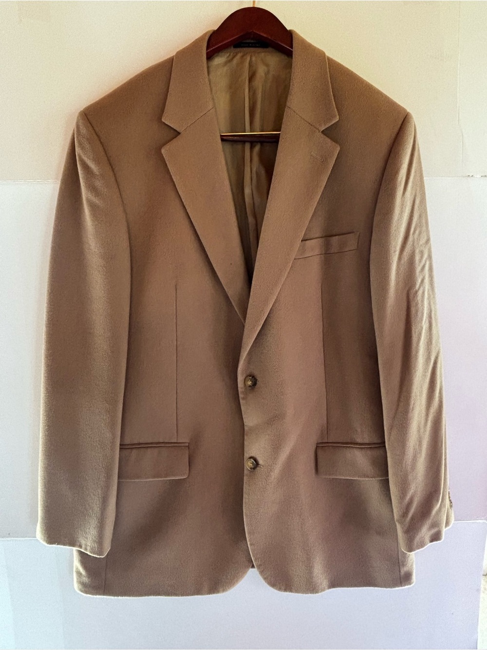 Club Room Beige Herringbone Wool Silk Cashmere Blazer 44L 2Btn